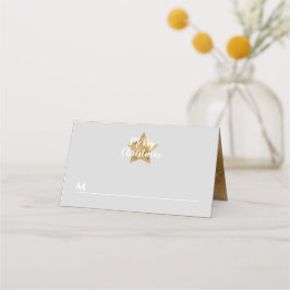 Elegante Gray Imitate Gold Star Frohe Weihnachten Platzkarte