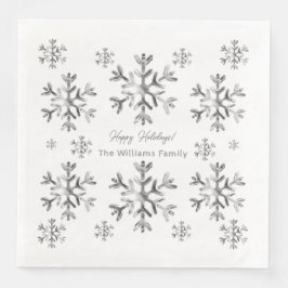 Elegante Gray Imitate Silver Snowflakes Weihnachte Serviette