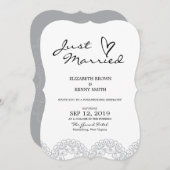 Elegante Gray Lace Wedding Announcements Card Einladung (Vorne/Hinten)