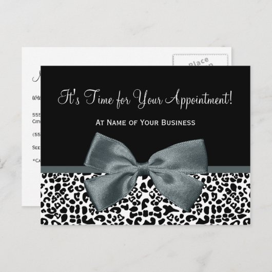 Elegante Gray Leopard Salon Erinnerung Postkarte (Vorne/Hinten)