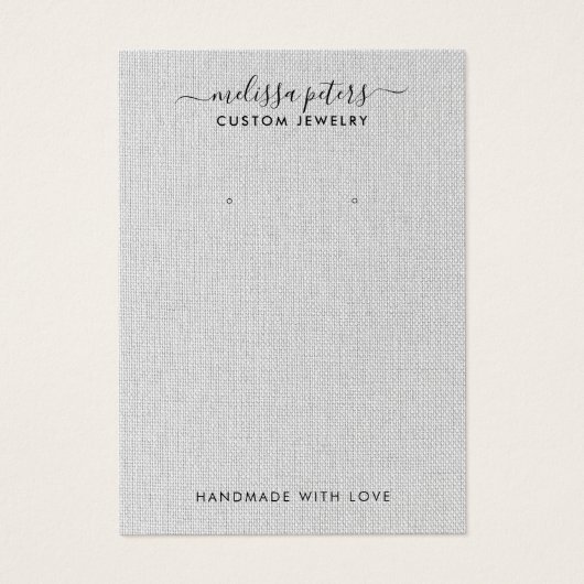 Elegante Gray Linen Jewelry Earring Display Card (Vorderseite)