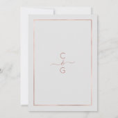 Elegante Gray Rose Gold Confetti Geo Border Weddin Einladung (Rückseite)