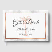 Elegante Gray Rose Gold Palm Tree Marmorhochzeit Gästebuch (Vorderseite)