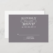 Elegante Gray RSVP Card (Vorne/Hinten)