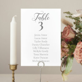 Elegante Gray Script Seating Chart Cards Tischnummer