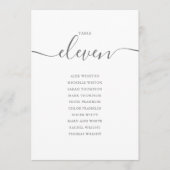 Elegante Gray Script Tischnummer 11 Seating Chart (Vorderseite)