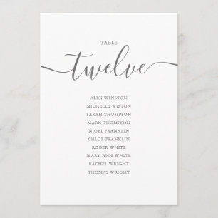 Elegante Gray Script Tischnummer 12 Seating Chart