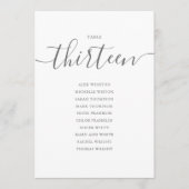 Elegante Gray Script Tischnummer 13 Seating Chart (Vorderseite)