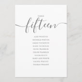 Elegante Gray Script Tischnummer 15 Seating Chart (Vorderseite)