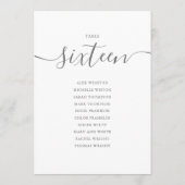 Elegante Gray Script Tischnummer 16 Seating Chart (Rückseite)