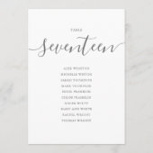 Elegante Gray Script Tischnummer 17 Seating Chart (Rückseite)