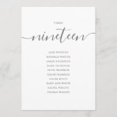 Elegante Gray Script Tischnummer 19 Seating Chart (Vorderseite)