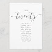 Elegante Gray Script Tischnummer 20 Seating Chart (Vorderseite)