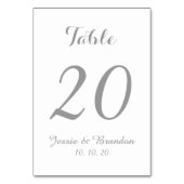 Elegante Gray Script Wedding Tischnummer Card (Rückseite)