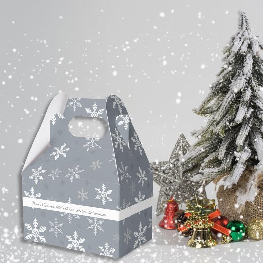 Elegante Gray Snowflakes Holidays Geschenkschachtel