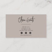 Elegante Gray Taupe Minimalistisch Boho Chic Moder Visitenkarte (Rückseite)