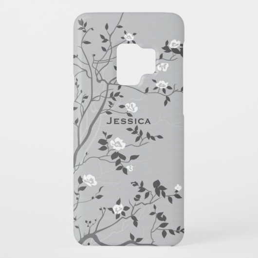 Elegante Gray Tree Blossom Personalisiert Case-Mate Samsung Galaxy Hülle (Rückseite)