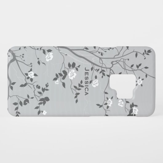 Elegante Gray Tree Blossom Personalisiert Case-Mate Samsung Galaxy Hülle (Rückseite (Horizontal))