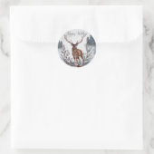 Elegante Gray Watercolor Winter Christmas Deer Runder Aufkleber (Tasche)