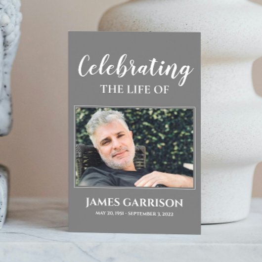 Elegante Gray White Beerdigung Beerdigungskarte mi Begleitkarte