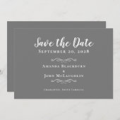 Elegante Gray White Delicate Romantische Kalligrap Save The Date (Vorne/Hinten)