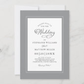 Elegante Gray & White Wedding Moderne Kalligraphie Einladung (Vorderseite)