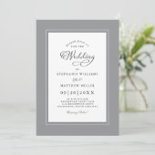 Elegante Gray & White Wedding Moderne Kalligraphie Einladung (Stehend Vorderseite)