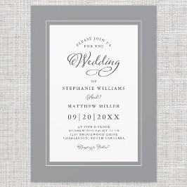 Elegante Gray & White Wedding Moderne Kalligraphie Einladung