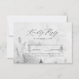 Elegante Gray Winter Forest Wedding Meal Choice RSVP Karte