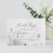Elegante Gray Winter Forest Wedding Meal Choice RSVP Karte (Stehend Vorderseite)