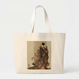 "Elegante Grazie" Japanische Katze in Kimono-Kunst Jumbo Stoffbeutel