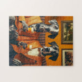 Elegante Great Dane Dogs Orange Anzugs Puzzle (Horizontal)