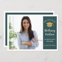 Elegante Green and Gold Foto Graduation Party