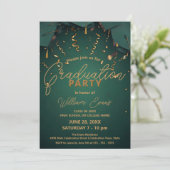 Elegante Green and Gold Graduation Party mit Foto Einladung (Stehend Vorderseite)