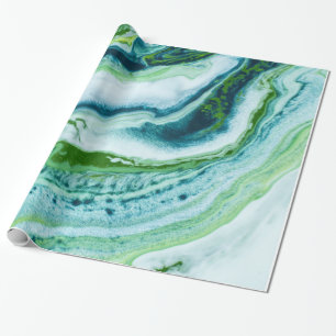 Elegante GREEN BLAU WHITE MARBLE TEXTURE Geschenkpapier