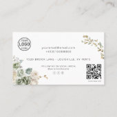 Elegante Green Blume QR Code Social Business Card Visitenkarte (Rückseite)
