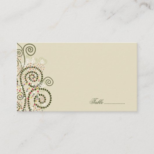 Elegante Green Boho Spirals Hochzeiten Platzkarten (Vorderseite)