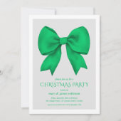 Elegante Green Bow Weihnachtsfeier Einladung (Vorderseite)