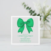 Elegante Green Bow Weihnachtsfeier Einladung (Stehend Vorderseite)