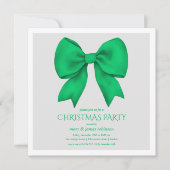 Elegante Green Bow Weihnachtsfeier Einladung (Vorderseite)