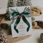 Elegante Green Bow Weihnachtskarte Feiertagskarte