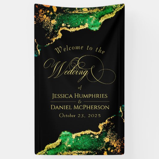 Elegante Green Bronze Gold Wedding Banner (Vertikal)