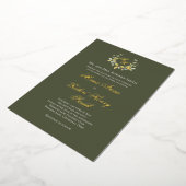 Elegante Green Calligraphy Gold Monogram Wedding Folieneinladung (Gedreht)