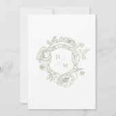 Elegante Green Chinoiserie Bird & Wappen Wedding Einladung (Rückseite)