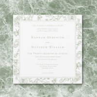 Elegante Green Chinoiserie Bird & Wappen Wedding