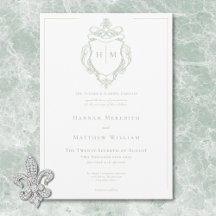 Elegante Green Chinoiserie Bird & Wappen Wedding