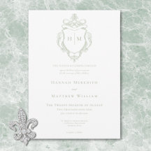 Elegante Green Chinoiserie Bird & Wappen Wedding