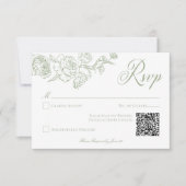 Elegante Green Chinoiserie Bird & Wappen Wedding Q RSVP Karte (Vorderseite)