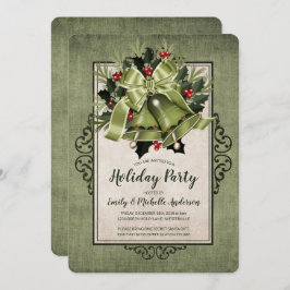 Elegante Green Christmas Bells Holiday Party Einladung