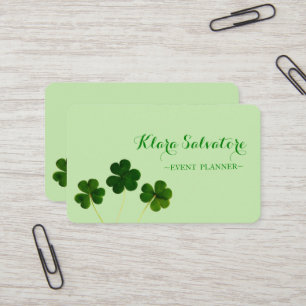 Elegante Green Clover St.Patrick Business Card Visitenkarte